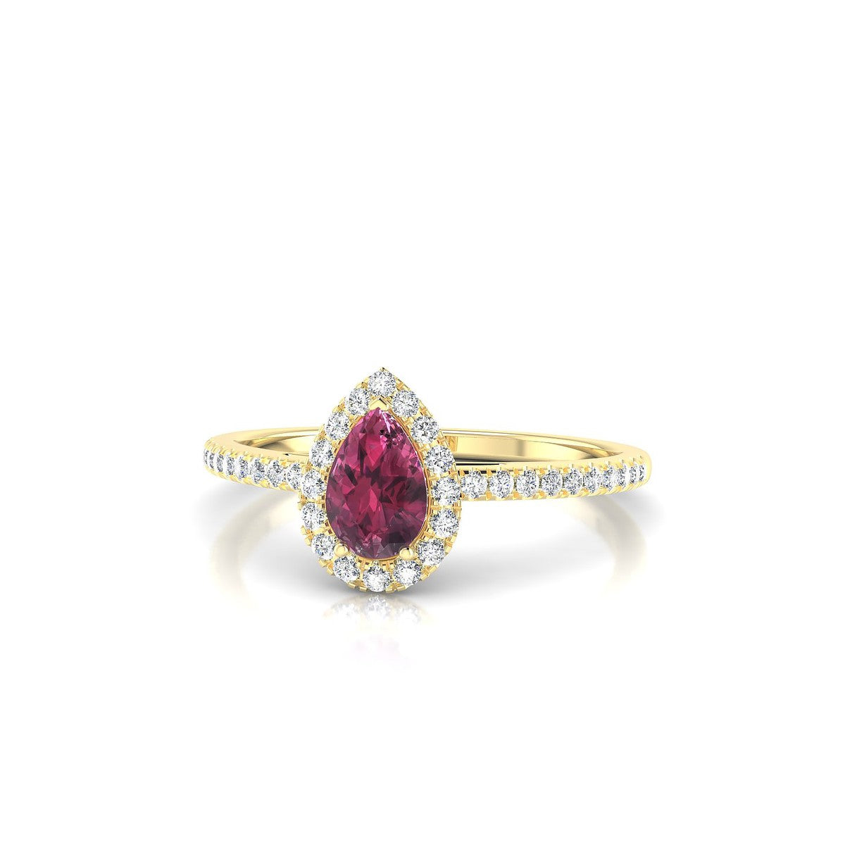 Sunrise | 18k Yellow Gold 6 x 4 mm Pear Rhodolite Ring