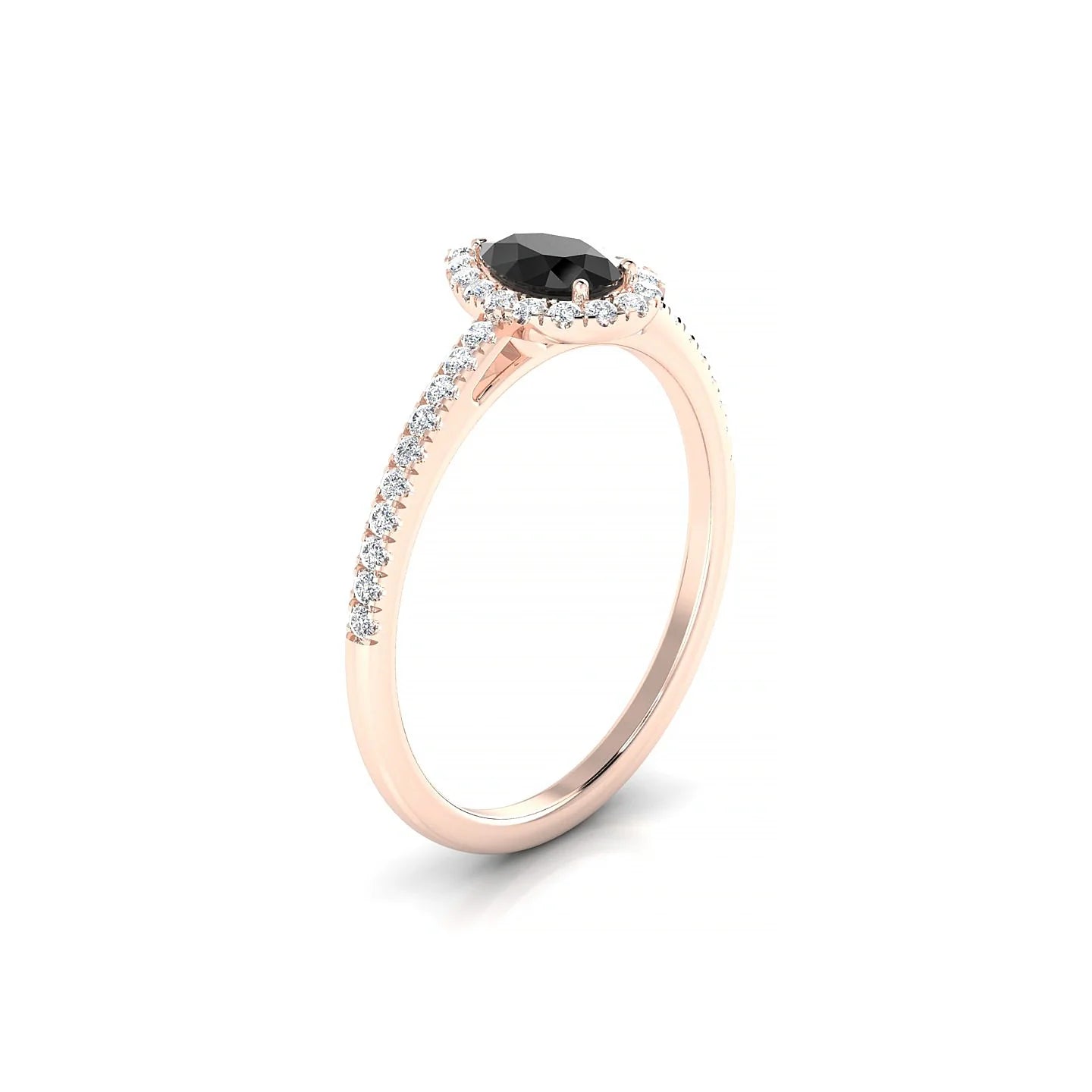 Sunrise | 18k Rose Gold 6 x 4 mm Pear Black Diamond Ring