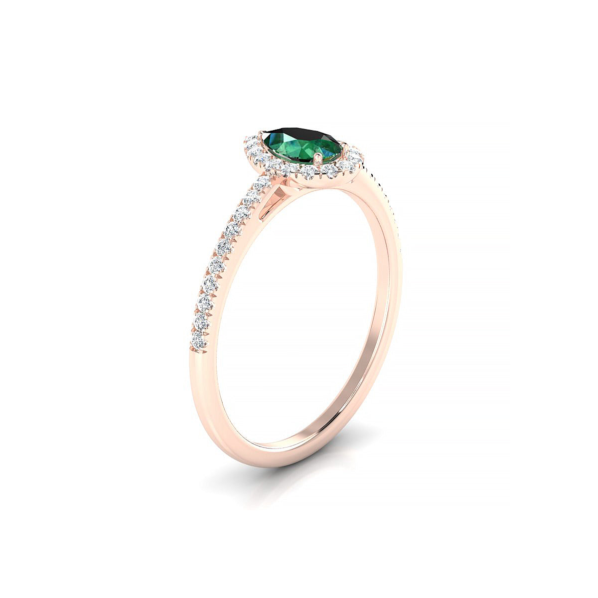Sunrise | 18k Rose Gold 6 x 4 mm Pear Emerald Ring