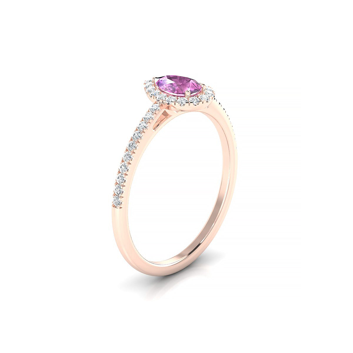 Sunrise | 18k Rose Gold 6 x 4 mm Pear Pink Sapphire Ring