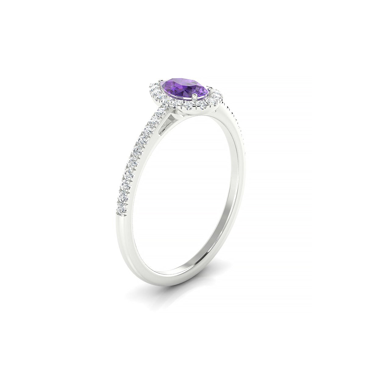 Sunrise | 18k White Gold 6 x 4 mm Pear Amethyst Ring