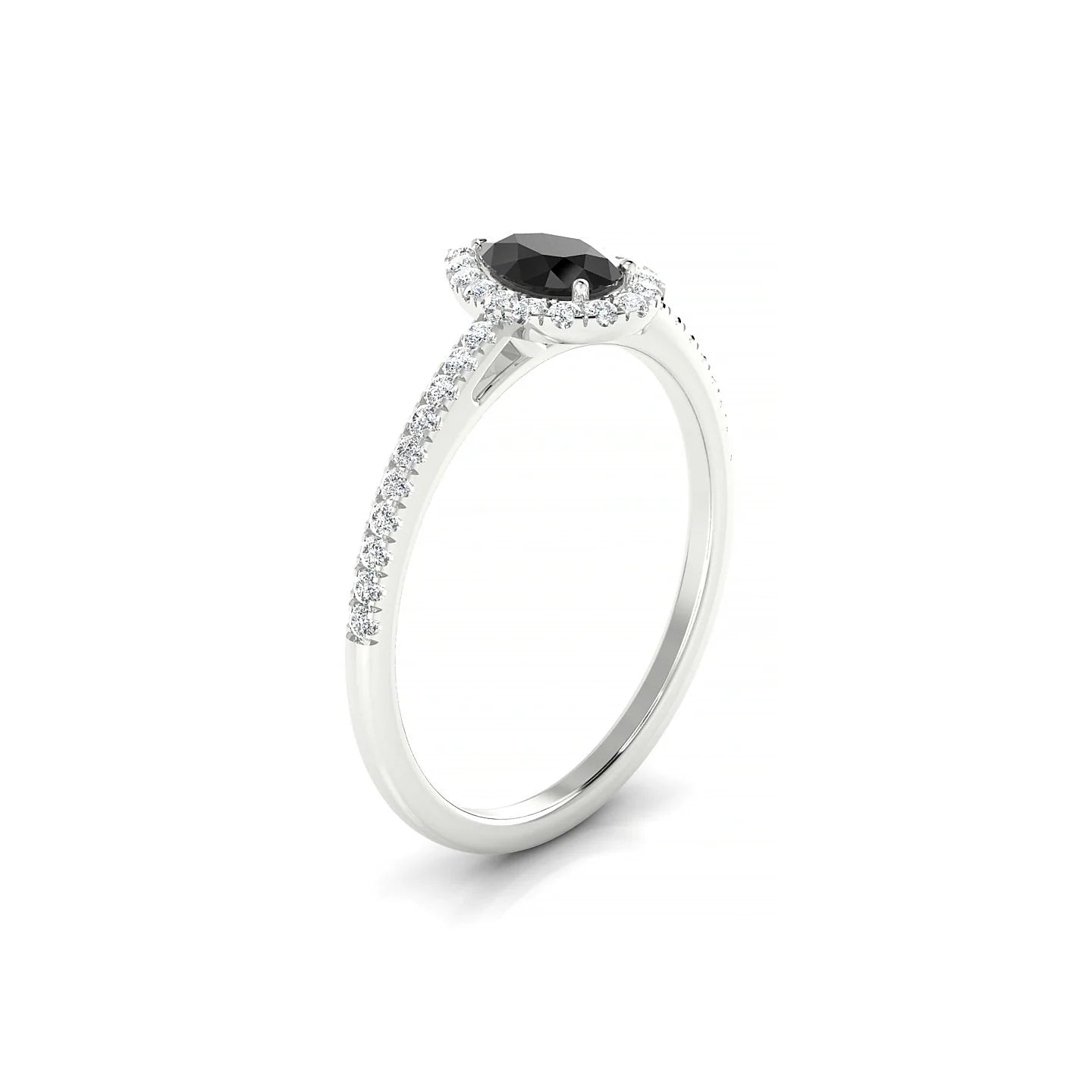 Sunrise | 18k White Gold 6 x 4 mm Pear Black Diamond Ring