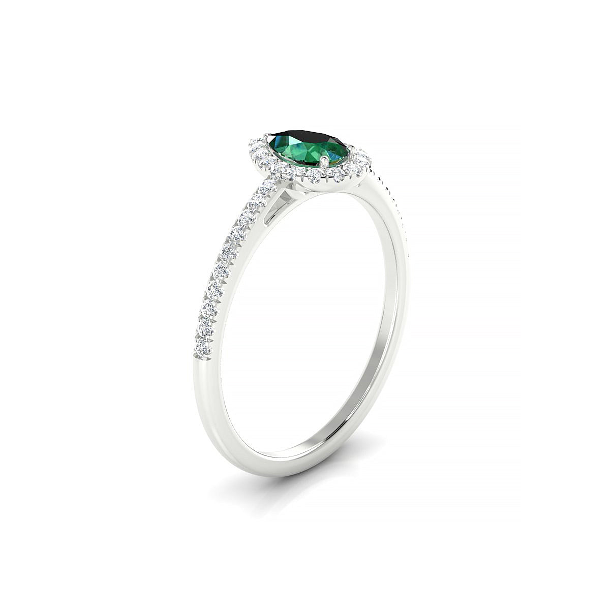 Sunrise | 18k White Gold 6 x 4 mm Pear Emerald Ring