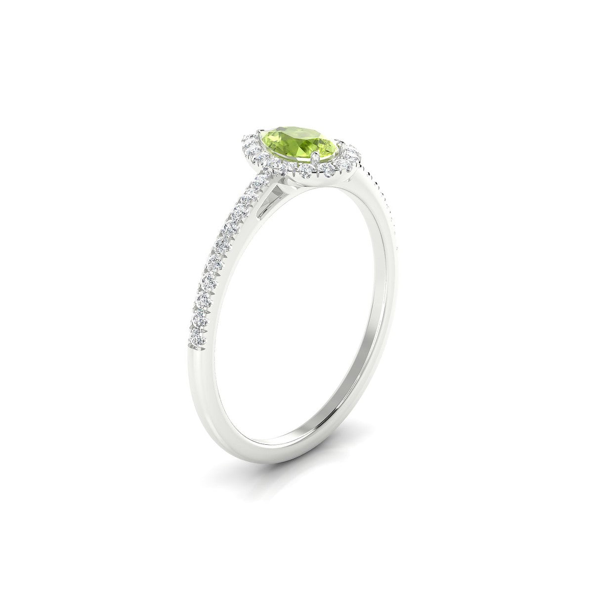 Sunrise | 18k White Gold 6 x 4 mm Pear Peridot Ring