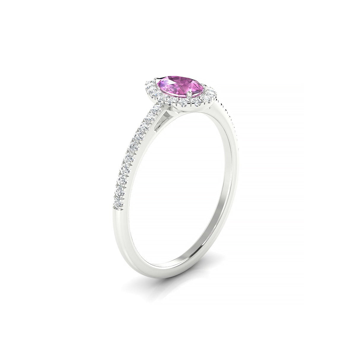 Sunrise | 18k White Gold 6 x 4 mm Pear Pink Sapphire Ring