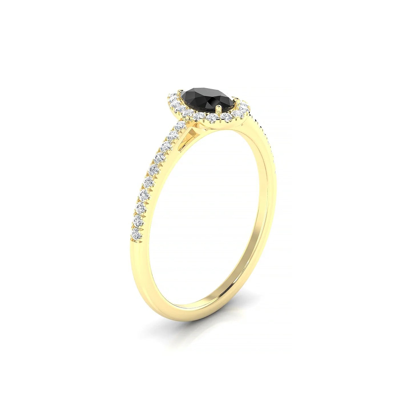 Sunrise | 18k Yellow Gold 6 x 4 mm Pear Black Diamond Ring