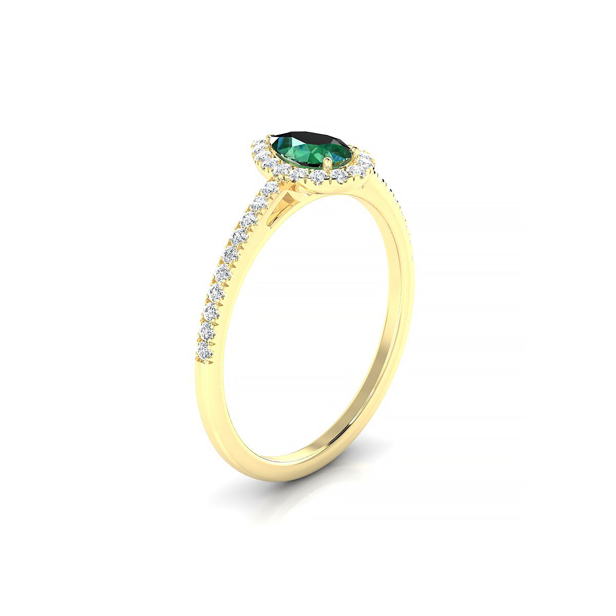 Sunrise | 18k Yellow Gold 6 x 4 mm Pear Emerald Ring