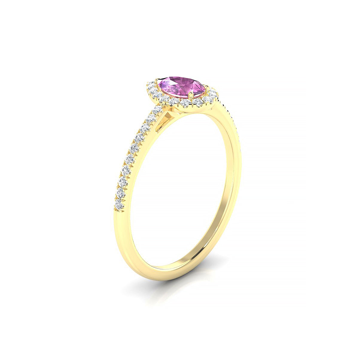 Sunrise | 18k Yellow Gold 6 x 4 mm Pear Pink Sapphire Ring