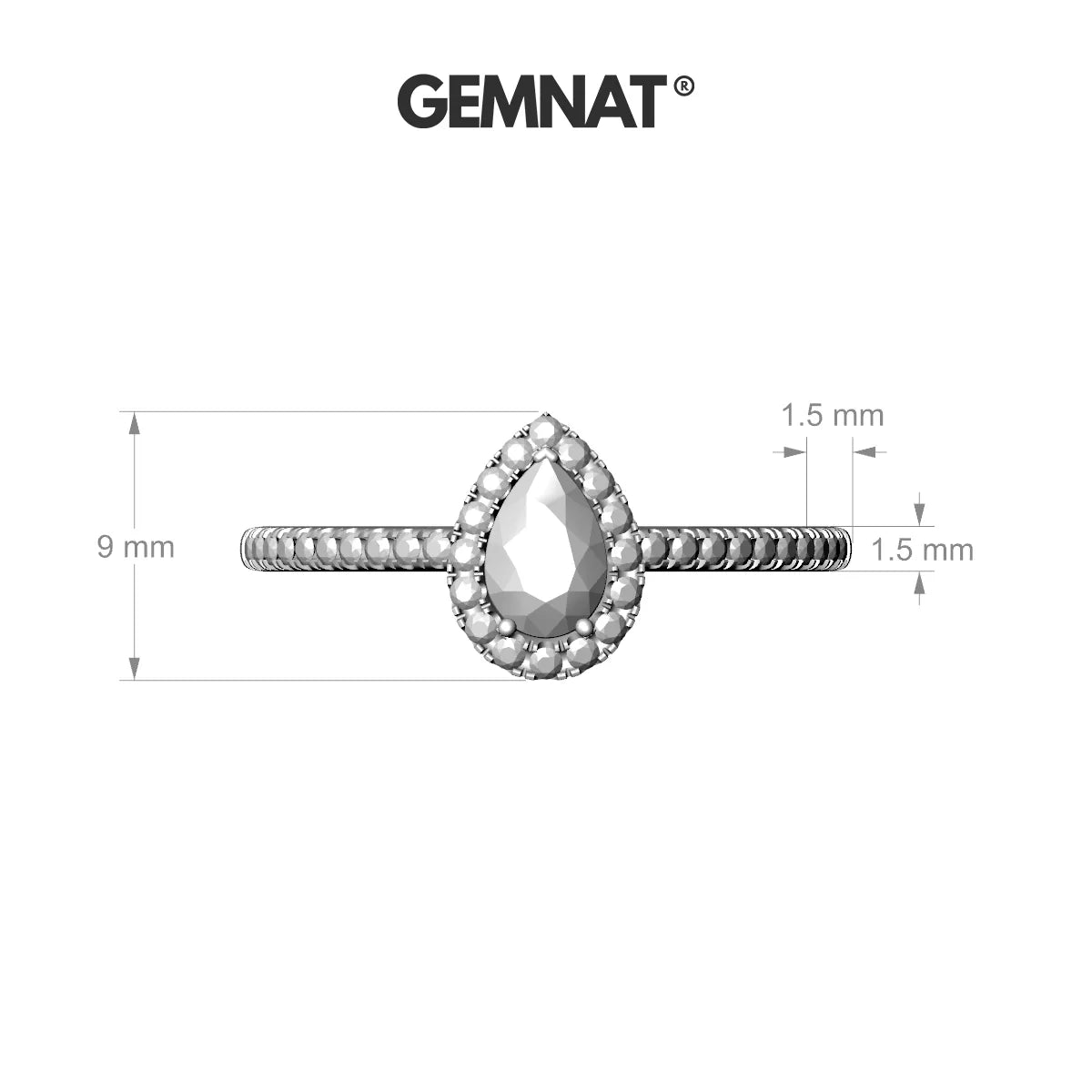 Sunrise | 18k Yellow Gold 6 x 4 mm Pear Black Diamond Ring