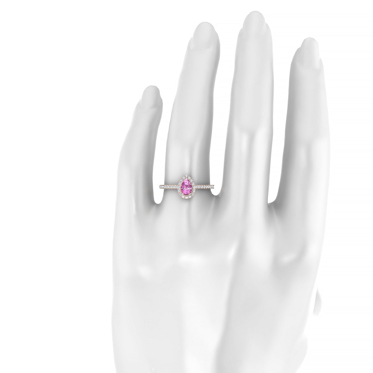 Sunrise | 18k Rose Gold 6 x 4 mm Pear Pink Sapphire Ring