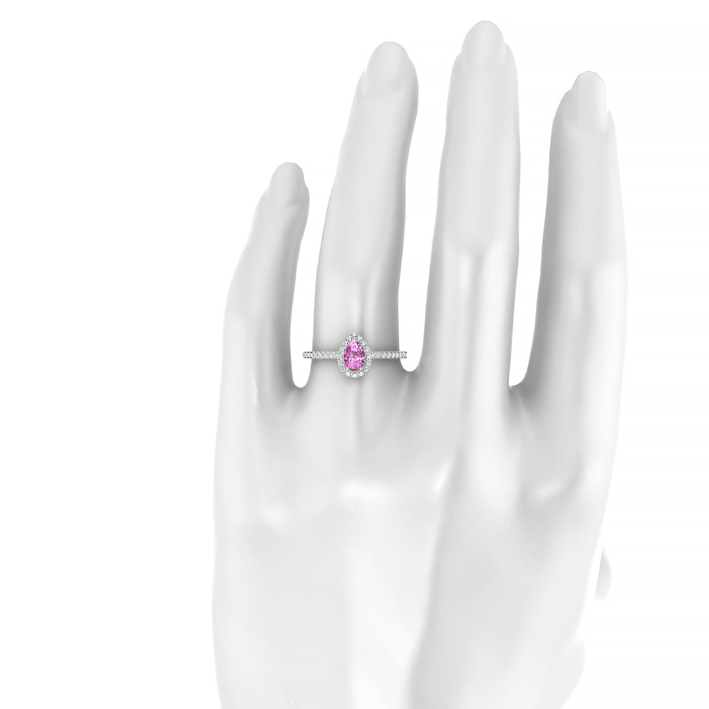 Sunrise | 18k White Gold 6 x 4 mm Pear Pink Sapphire Ring