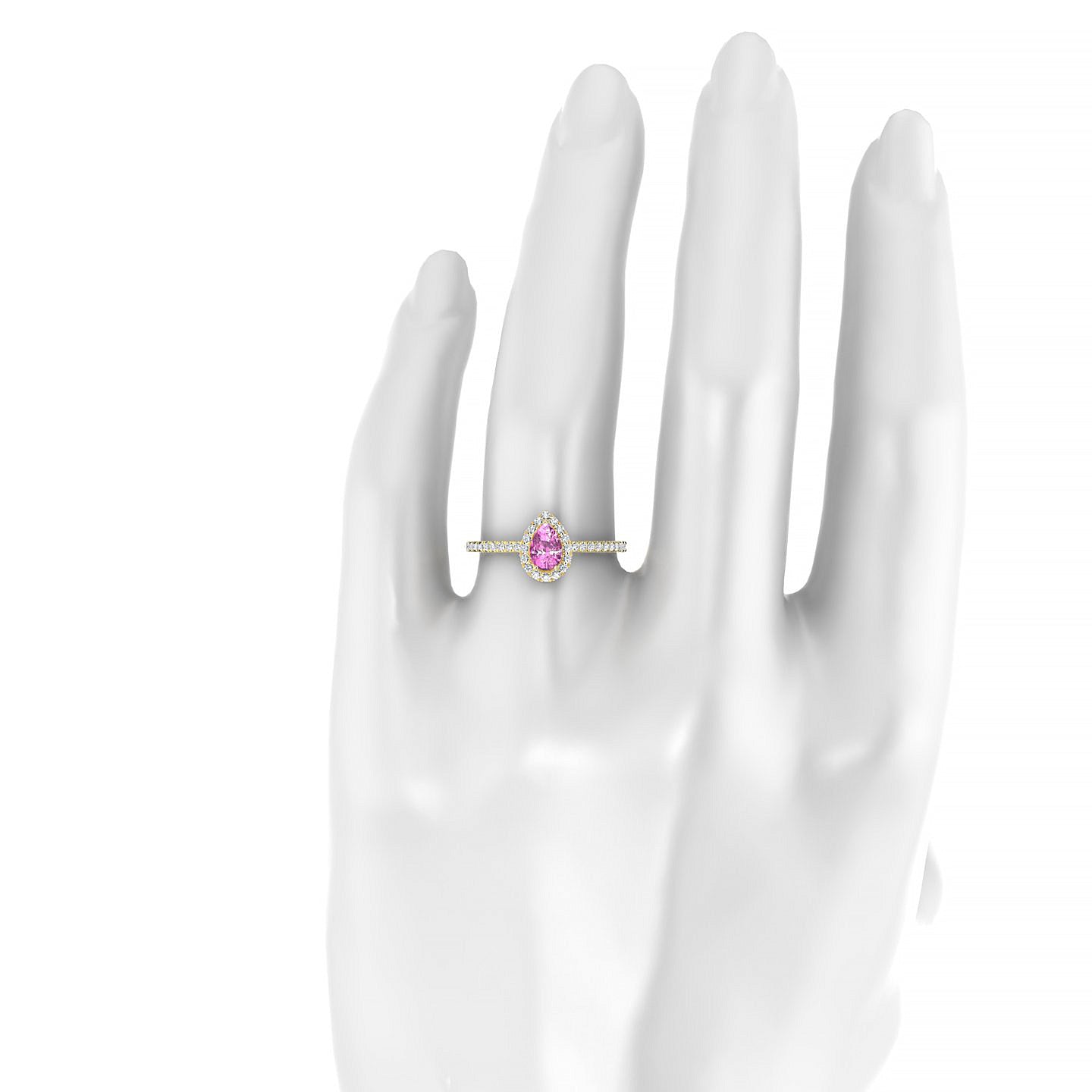Sunrise | 18k Yellow Gold 6 x 4 mm Pear Pink Sapphire Ring