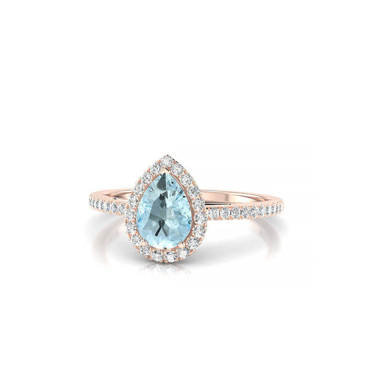 Sunrise | 18k Rose Gold 7 x 5 mm Pear Aquamarine Ring