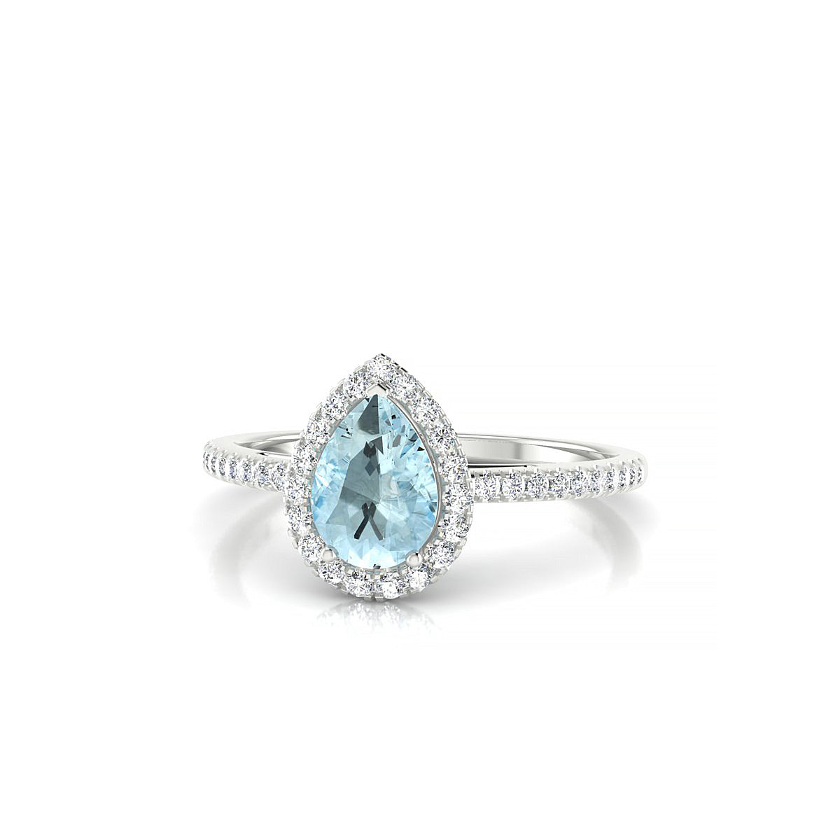 Sunrise | 18k White Gold 7 x 5 mm Pear Aquamarine Ring