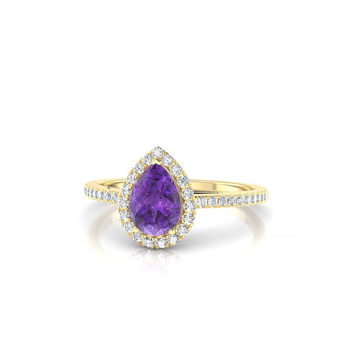 Sunrise | 18k Yellow Gold 7 x 5 mm Pear Amethyst Ring