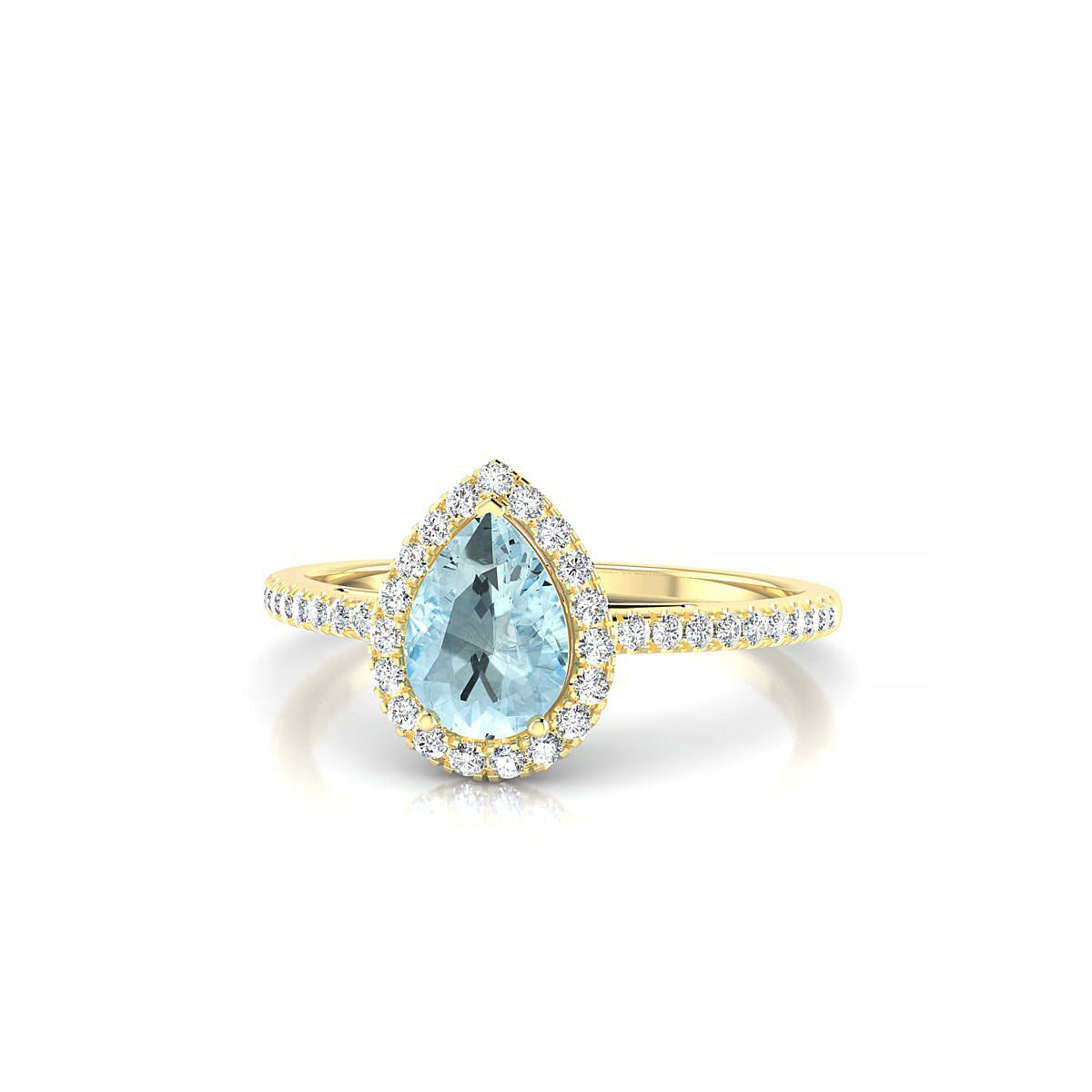 Sunrise | 18k Yellow Gold 7 x 5 mm Pear Aquamarine Ring