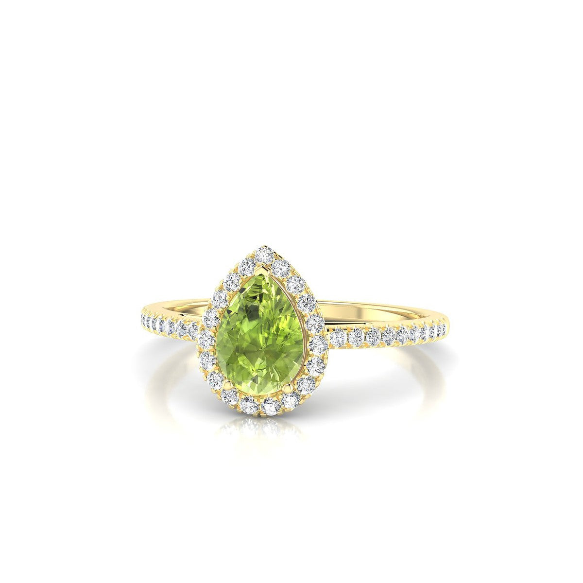 Sunrise | 18k Yellow Gold 7 x 5 mm Pear Peridot Ring