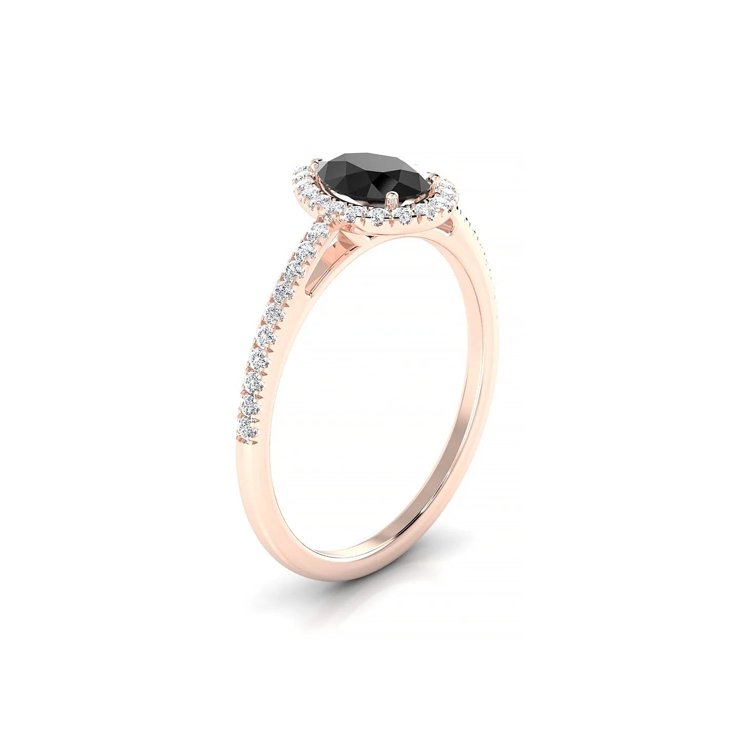 Sunrise | 18k Rose Gold 7 x 5 mm Pear Black Diamond Ring