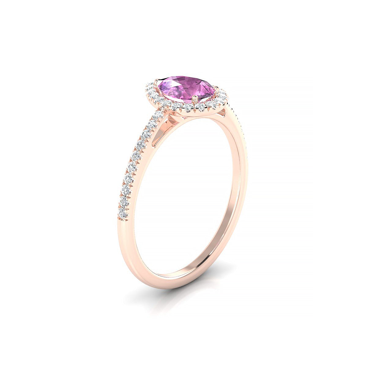 Sunrise | 18k Rose Gold 7 x 5 mm Pear Pink Sapphire Ring