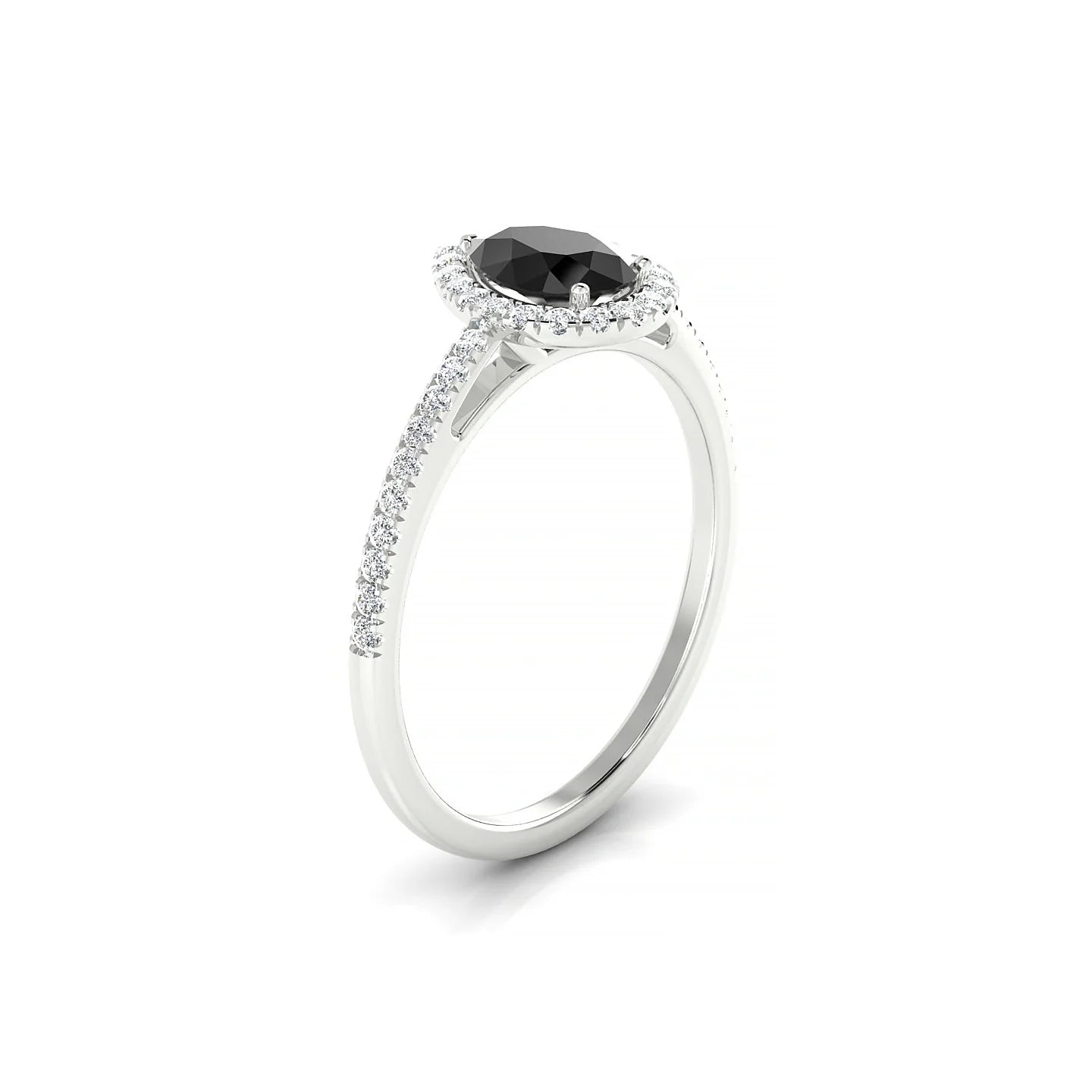 Sunrise | 18k White Gold 7 x 5 mm Pear Black Diamond Ring