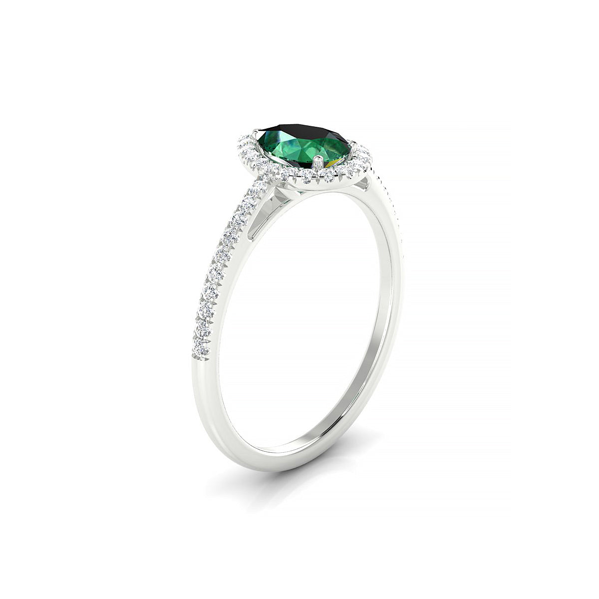 Sunrise | 18k White Gold 7 x 5 mm Pear Emerald Ring