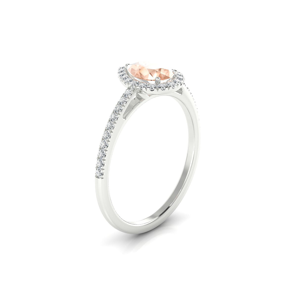 Sunrise | 18k White Gold 7 x 5 mm Pear Morganite Ring