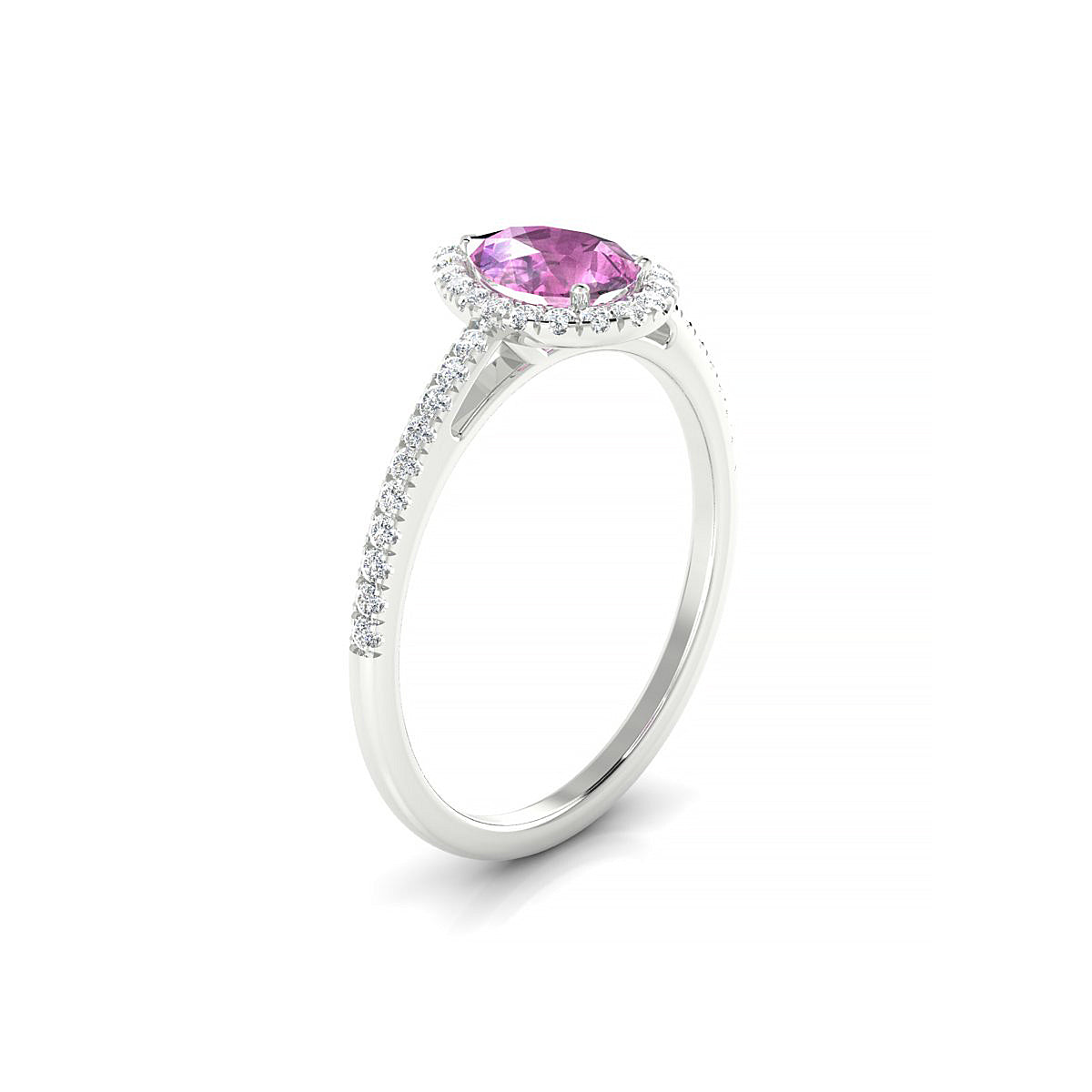 Sunrise | 18k White Gold 7 x 5 mm Pear Pink Sapphire Ring