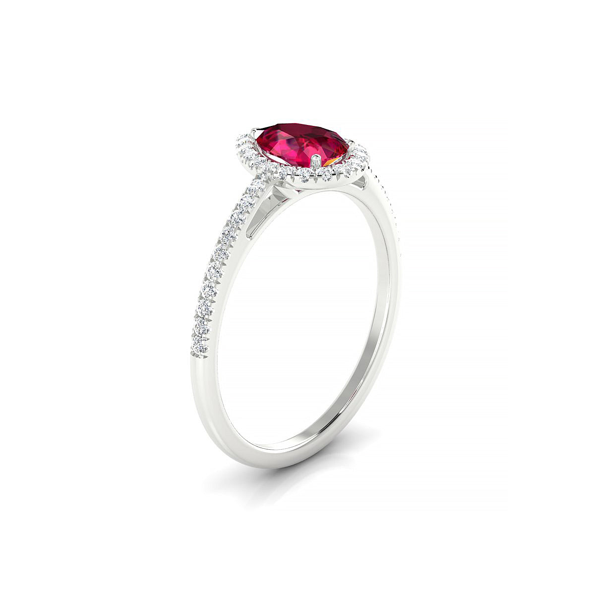 Sunrise | 18k White Gold 7 x 5 mm Pear Ruby Ring
