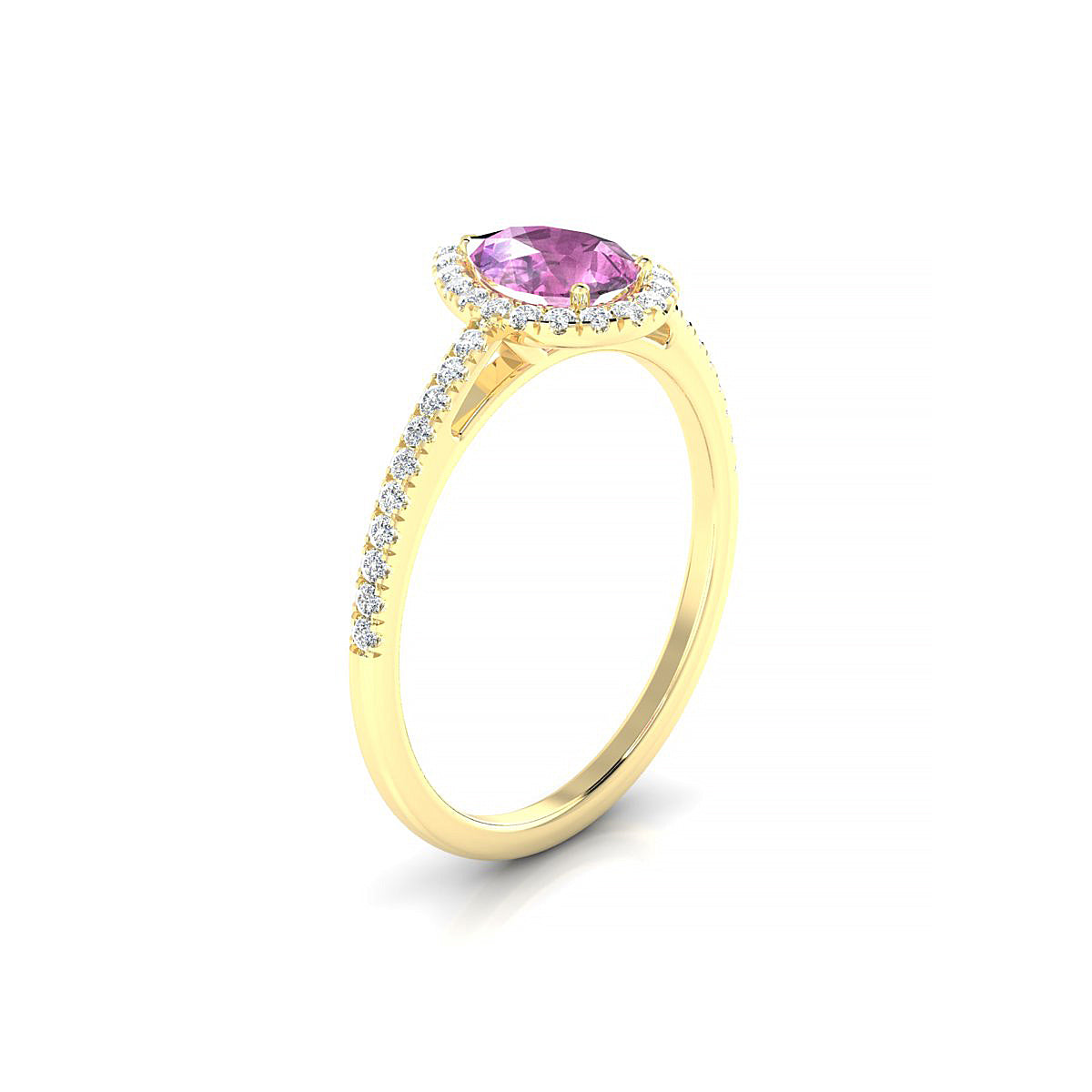 Sunrise | 18k Yellow Gold 7 x 5 mm Pear Pink Sapphire Ring