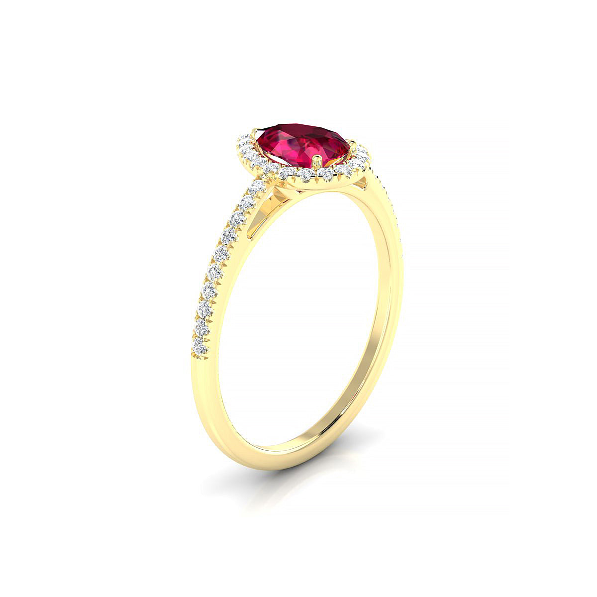 Sunrise | 18k Yellow Gold 7 x 5 mm Pear Ruby Ring