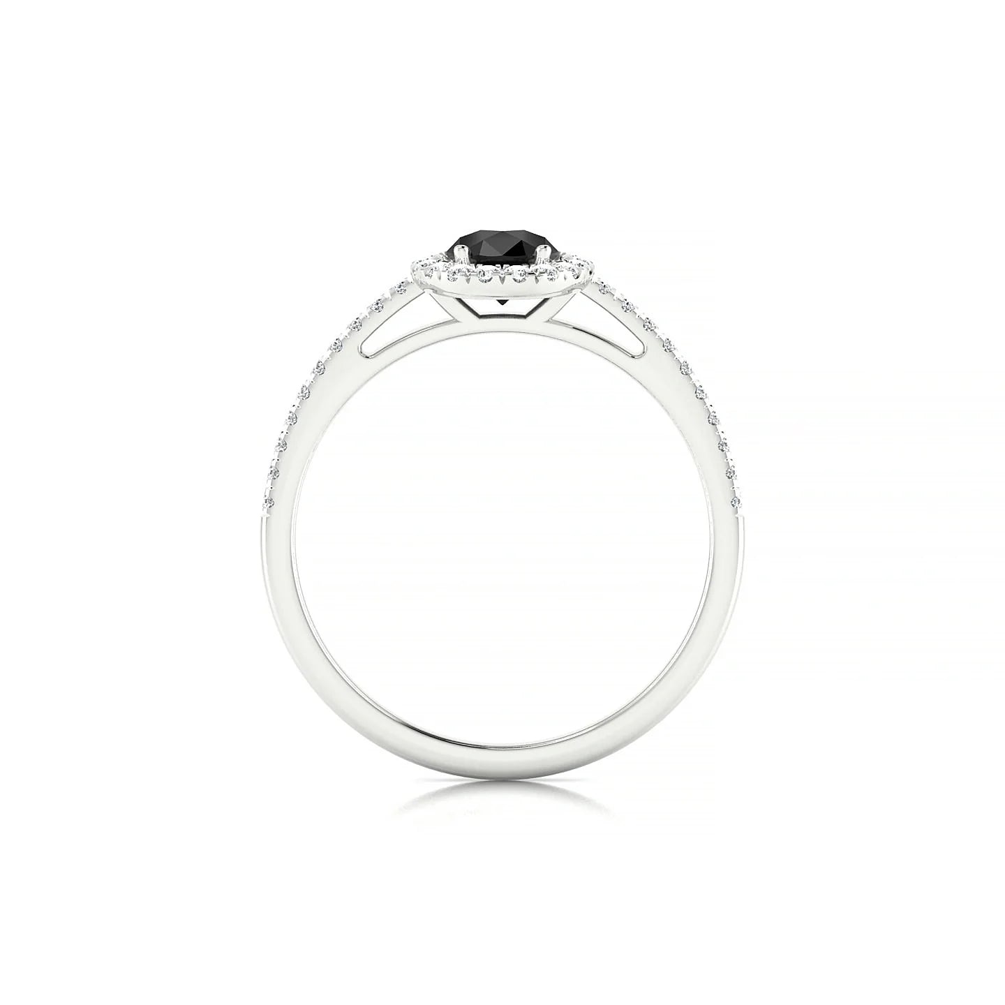 Sunrise | 18k White Gold 7 x 5 mm Pear Black Diamond Ring