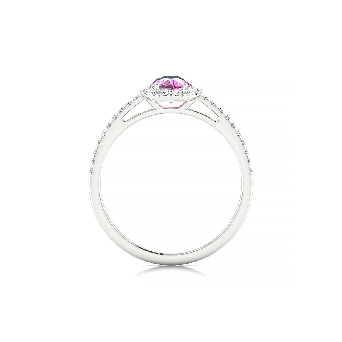 Sunrise | 18k White Gold 7 x 5 mm Pear Pink Sapphire Ring