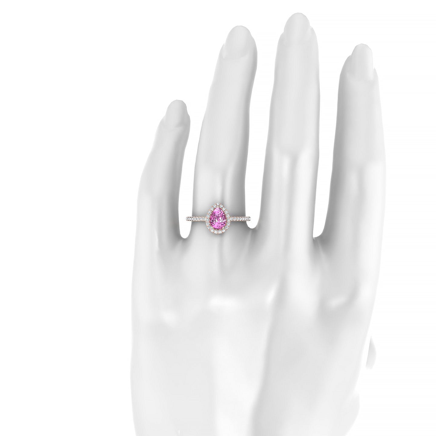 Sunrise | 18k Rose Gold 7 x 5 mm Pear Pink Sapphire Ring