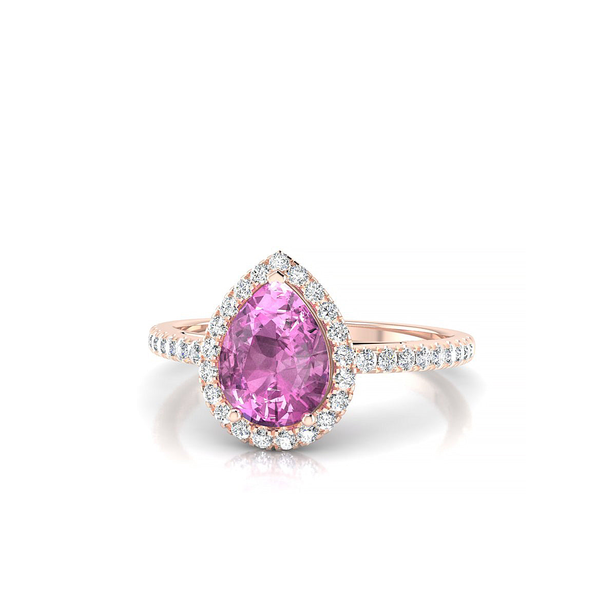 Sunrise | 18k Rose Gold 8 x 6 mm Pear Pink Sapphire Ring