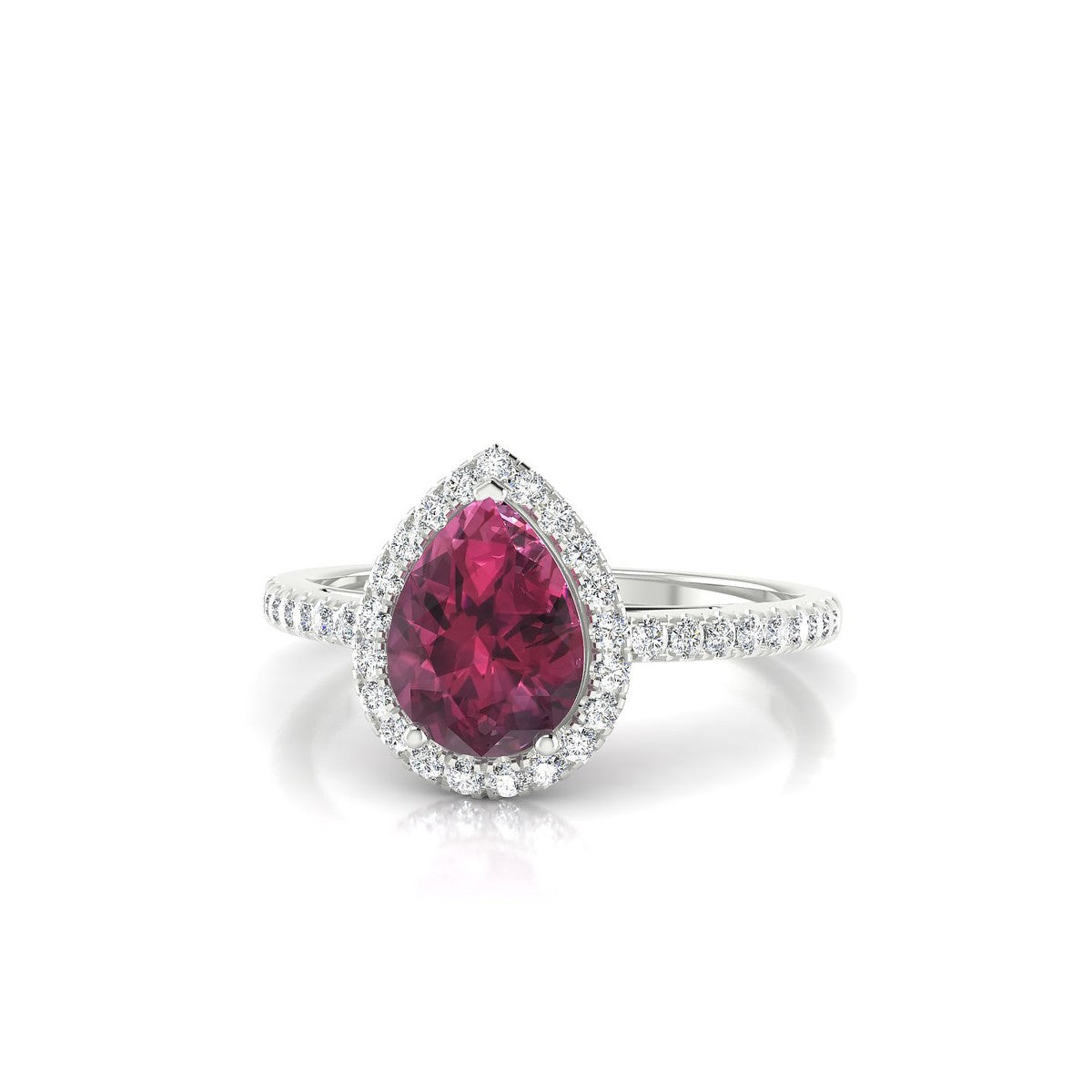 Sunrise | 18k White Gold 8 x 6 mm Pear Rhodolite Ring