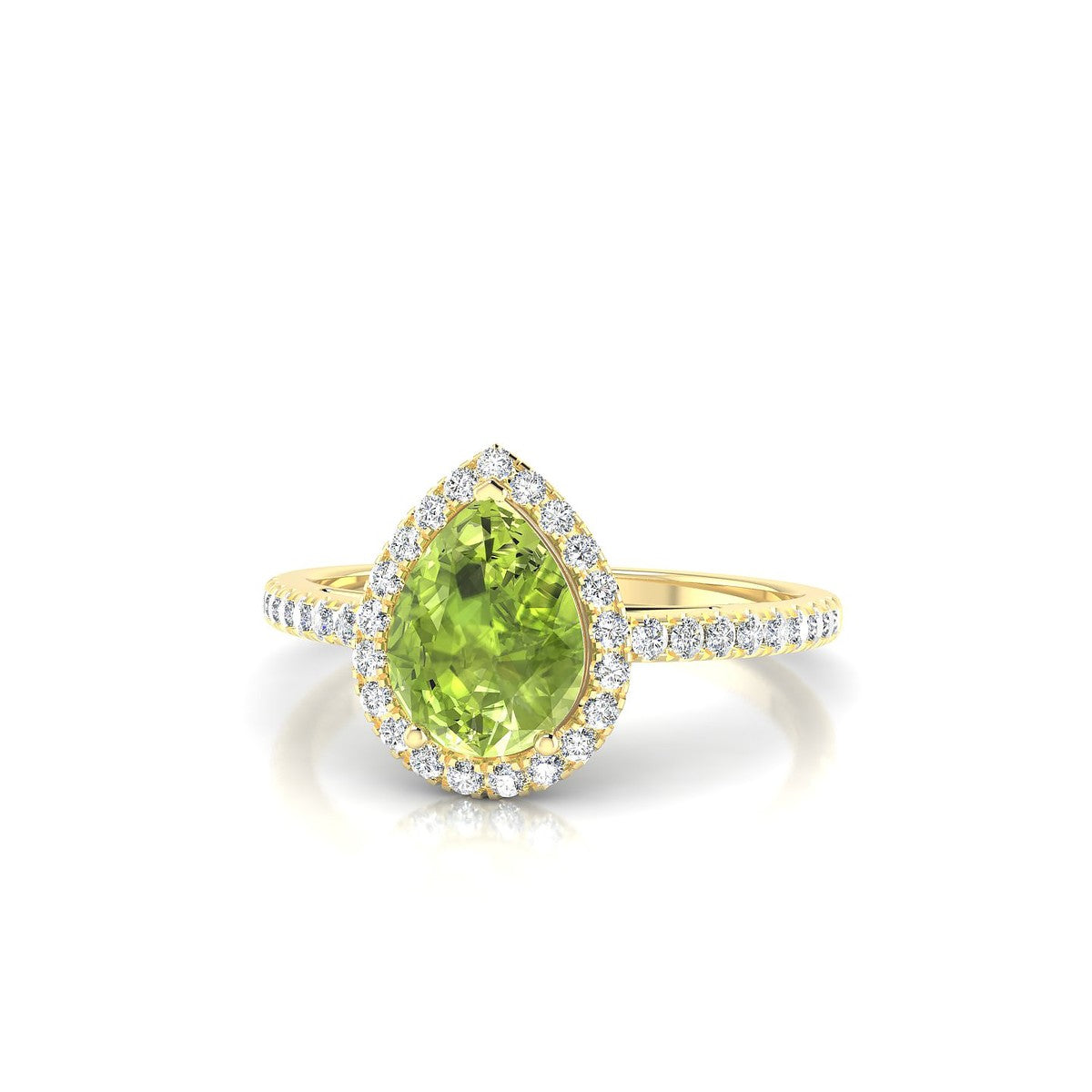 Sunrise | 18k Yellow Gold 8 x 6 mm Pear Peridot Ring
