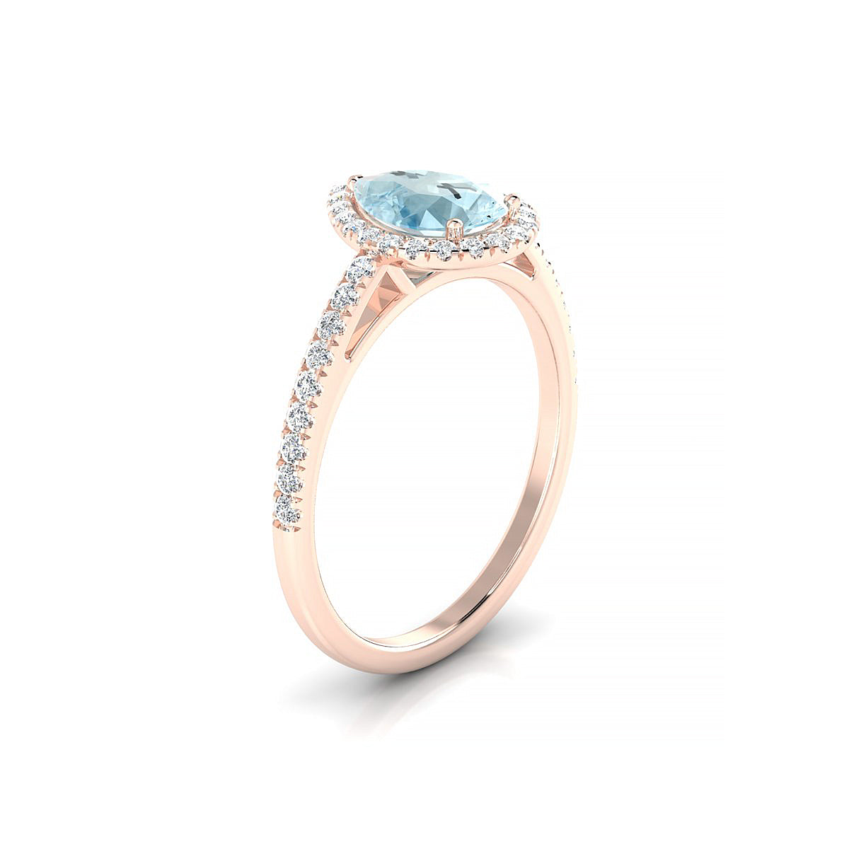 Sunrise | 18k Rose Gold 8 x 6 mm Pear Aquamarine Ring