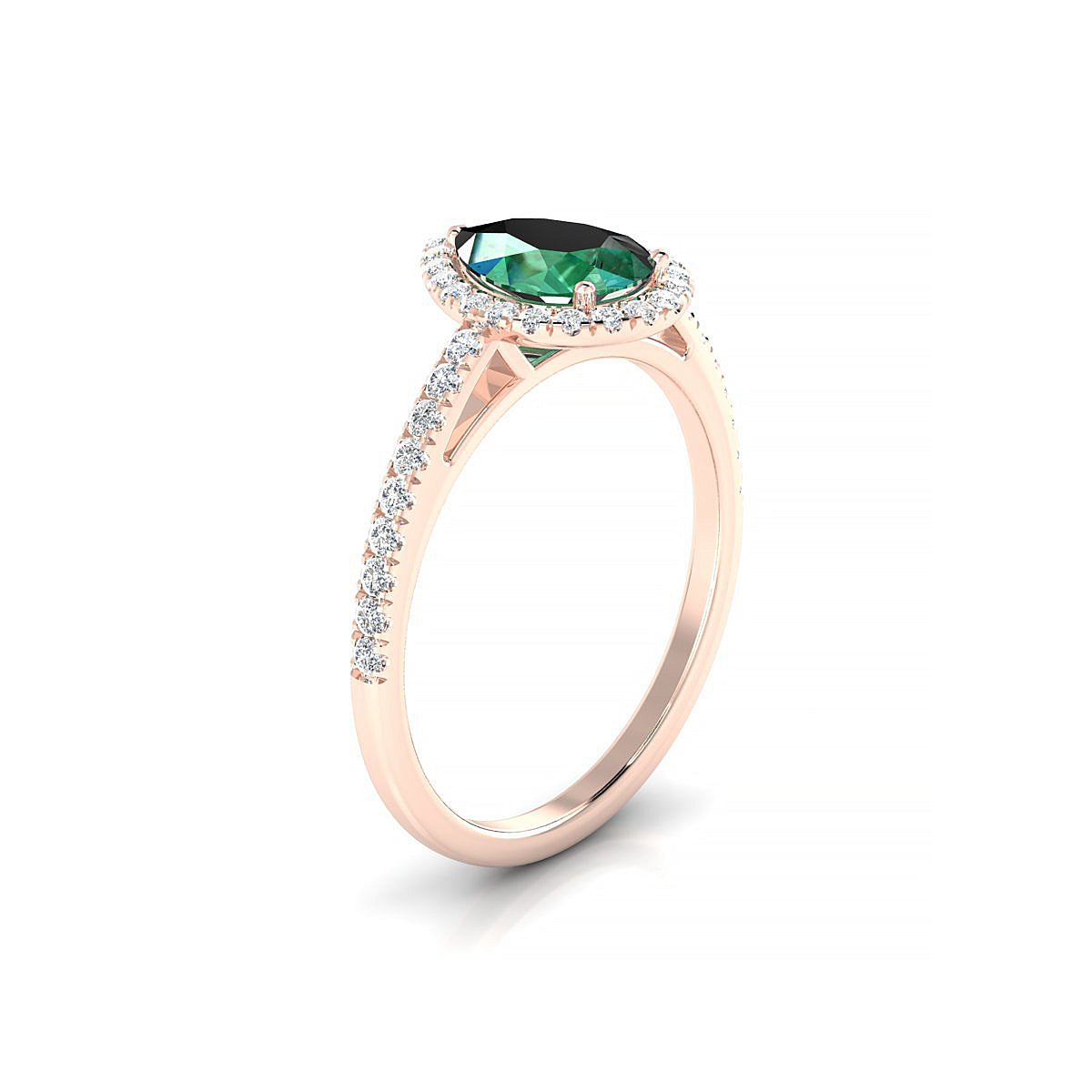 Sunrise | 18k Rose Gold 8 x 6 mm Pear Emerald Ring