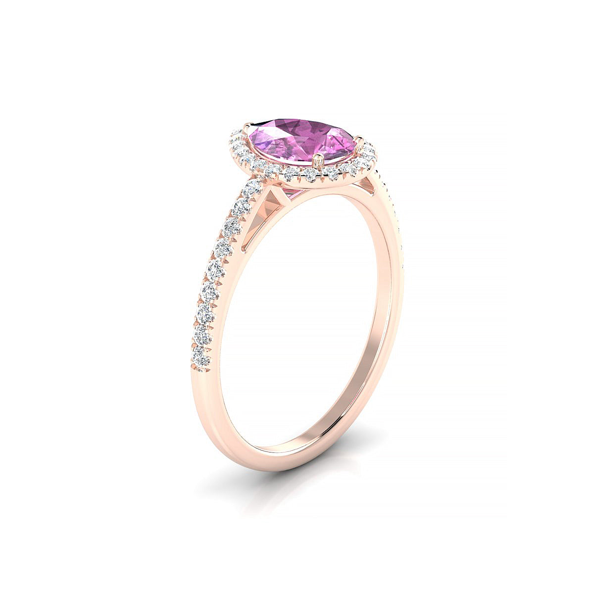 Sunrise | 18k Rose Gold 8 x 6 mm Pear Pink Sapphire Ring