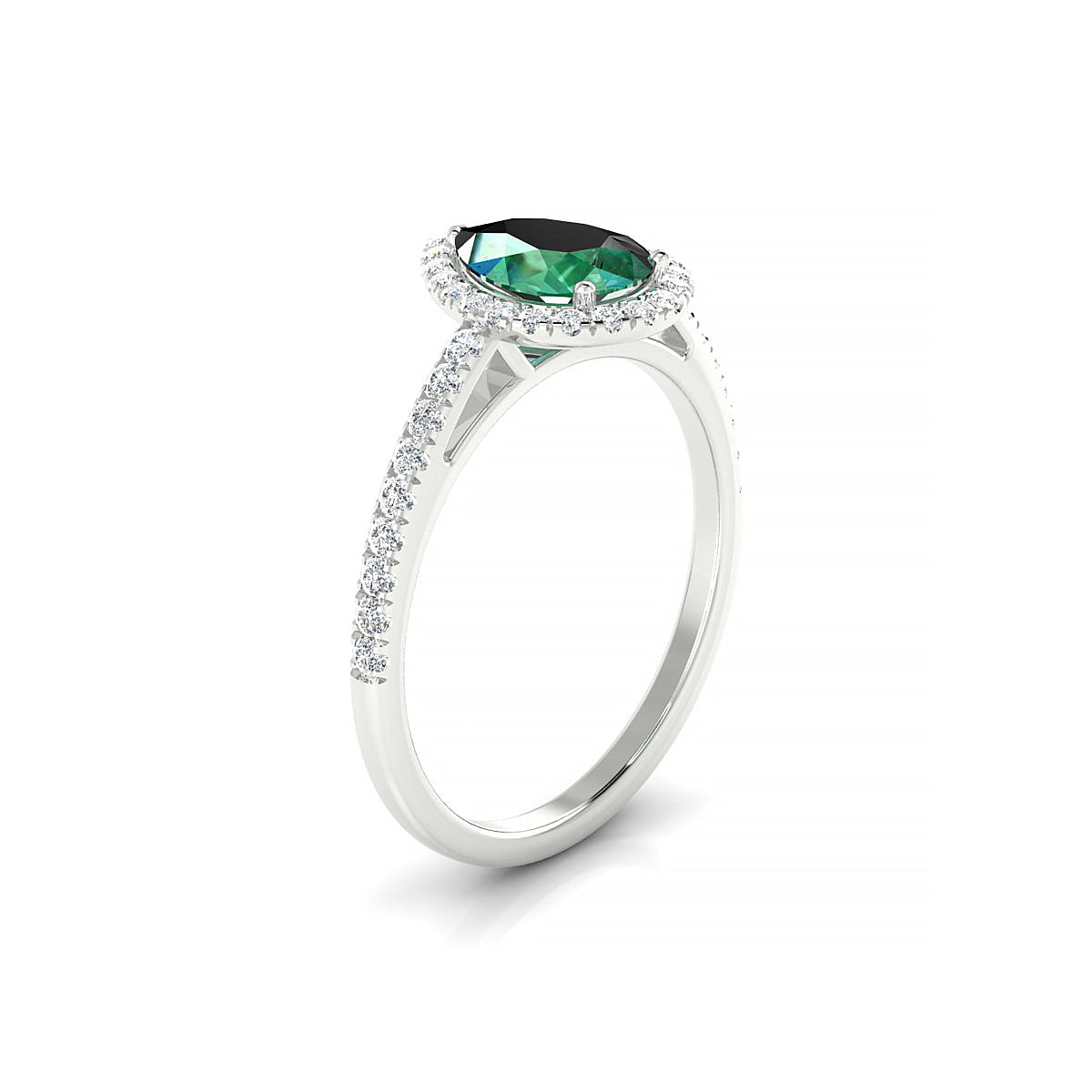 Sunrise | 18k White Gold 8 x 6 mm Pear Emerald Ring