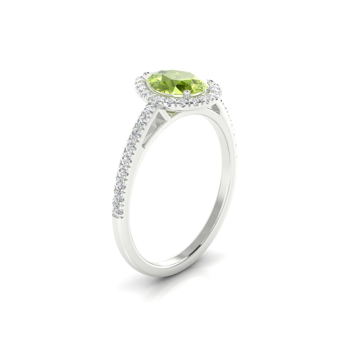 Sunrise | 18k White Gold 8 x 6 mm Pear Peridot Ring