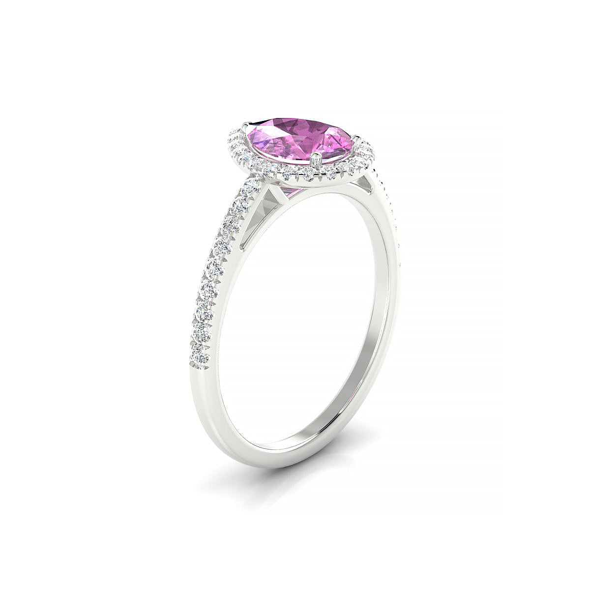 Sunrise | 18k White Gold 8 x 6 mm Pear Pink Sapphire Ring