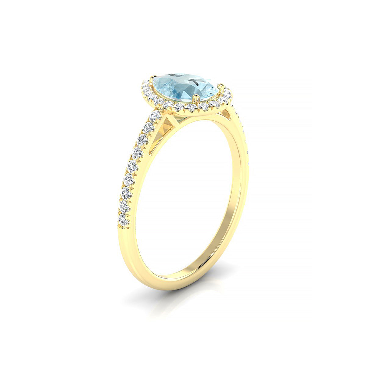 Sunrise | 18k Yellow Gold 8 x 6 mm Pear Aquamarine Ring