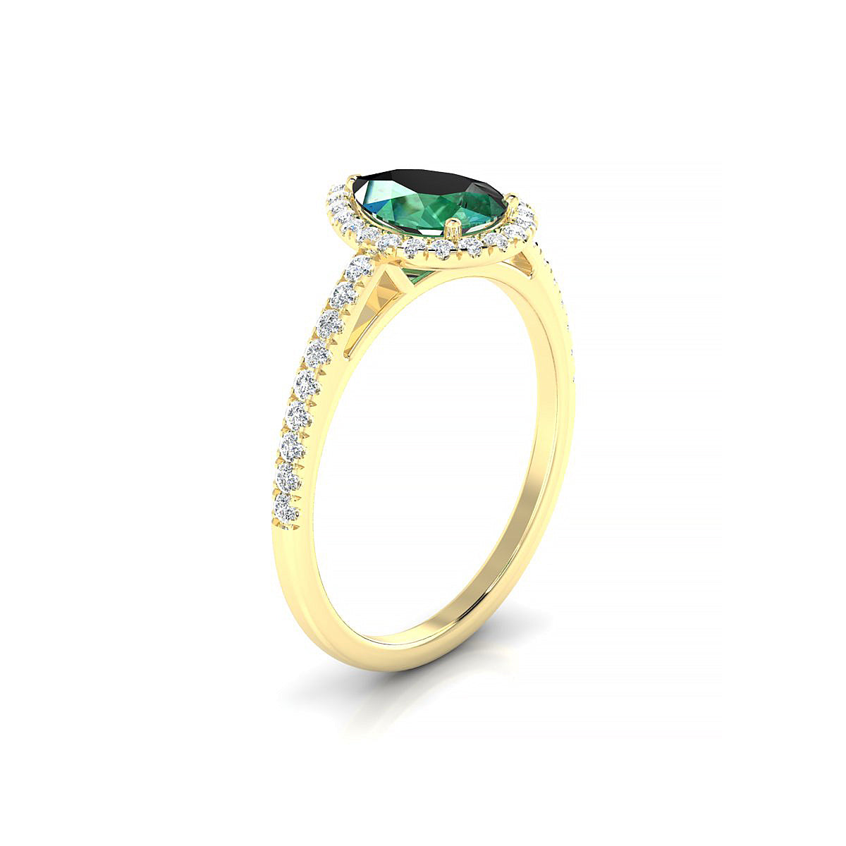 Sunrise | 18k Yellow Gold 8 x 6 mm Pear Emerald Ring