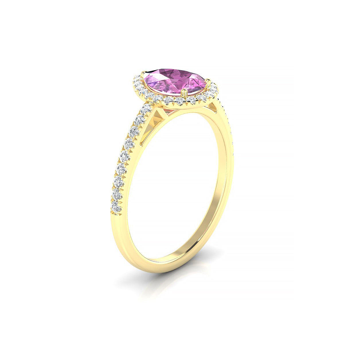 Sunrise | 18k Yellow Gold 8 x 6 mm Pear Pink Sapphire Ring