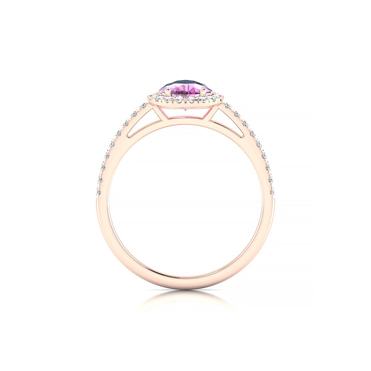 Sunrise | 18k Rose Gold 8 x 6 mm Pear Pink Sapphire Ring