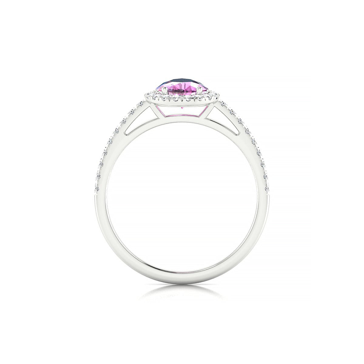 Sunrise | 18k White Gold 8 x 6 mm Pear Pink Sapphire Ring