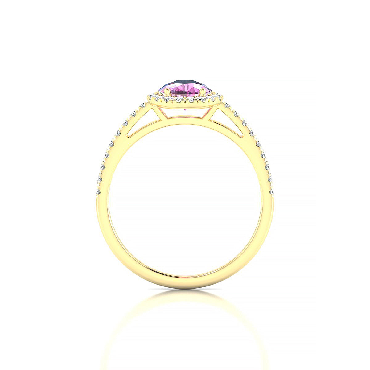 Sunrise | 18k Yellow Gold 8 x 6 mm Pear Pink Sapphire Ring
