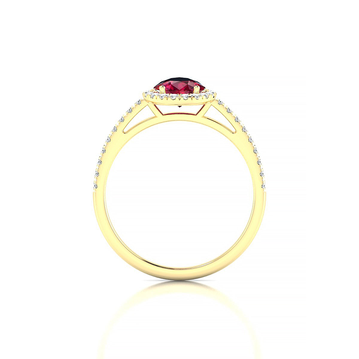 Sunrise | 18k Yellow Gold 8 x 6 mm Pear Ruby Ring