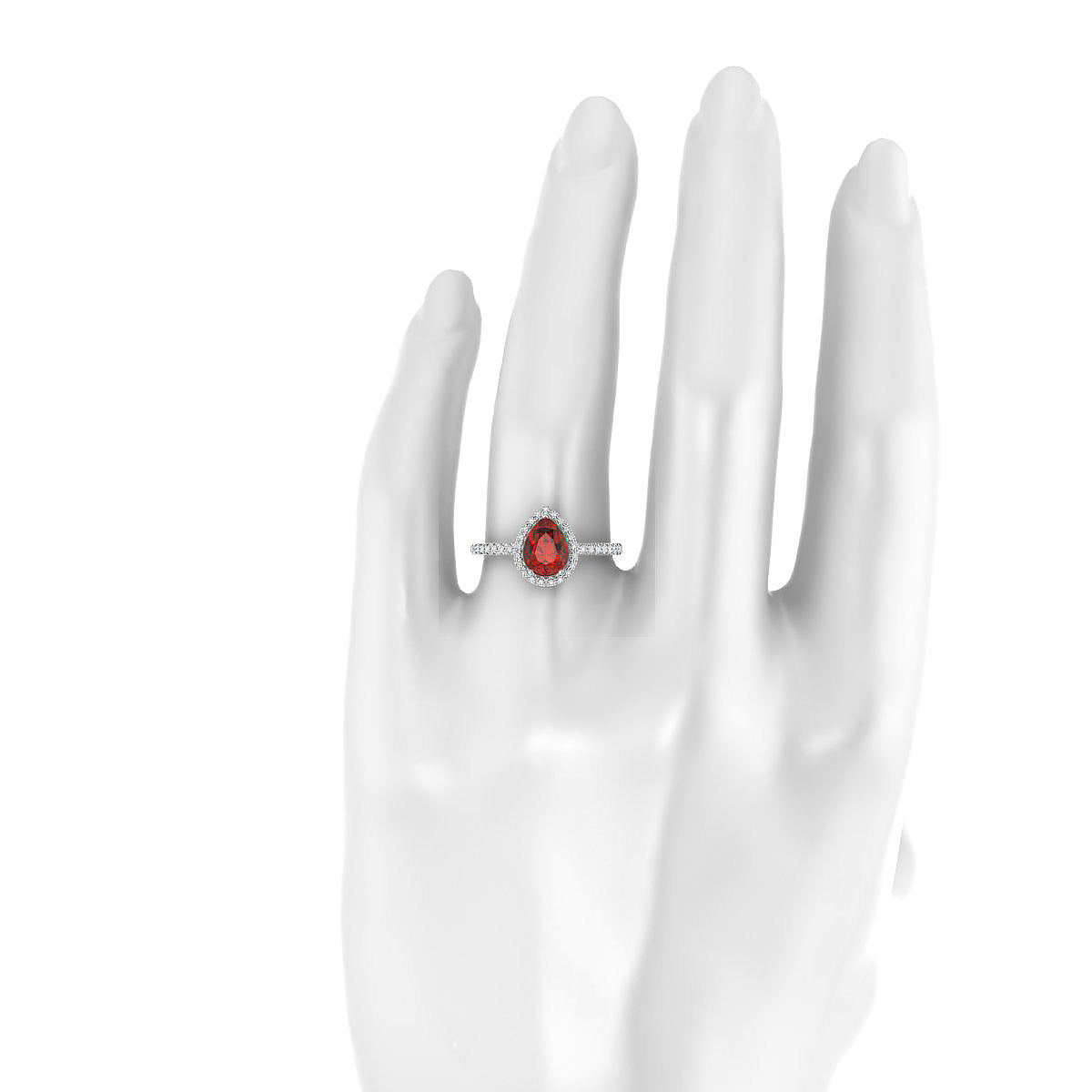 Sunrise | 18k White Gold 8 x 6 mm Pear Garnet Ring
